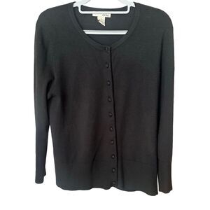 Evie Womens Long Sleeve Button-Up Cardigan Black Size Large